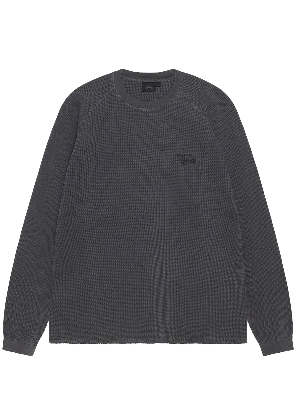STUSSY-RAGLAN THERMAL BASIC STOCK KNIT-1140356 0034 WASHED BLACK