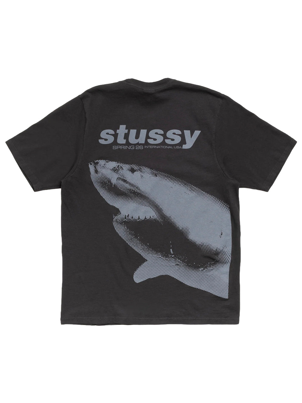 STUSSY-SHARK PIG. DYED TEE-1905183 0090 FADED BLACK