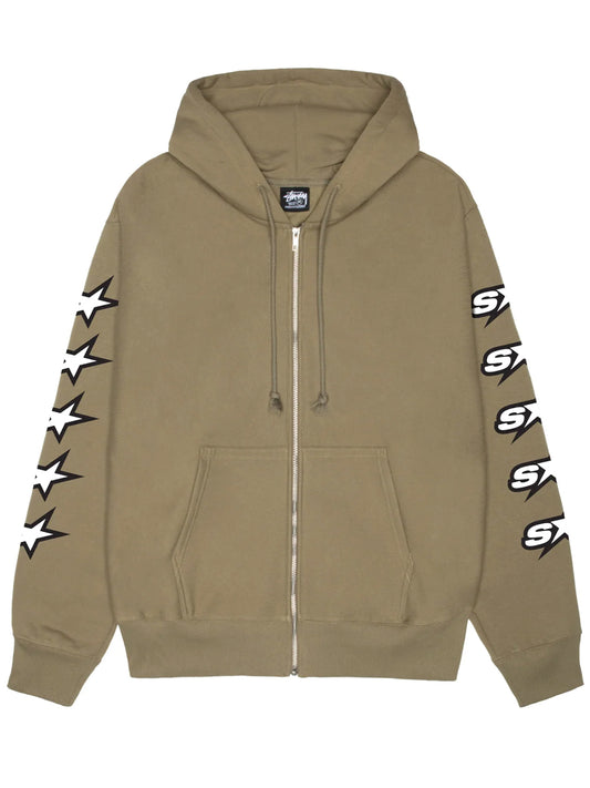 STUSSY-SPEEDWAY ZIP HOOD-1975123 0483 ARMY