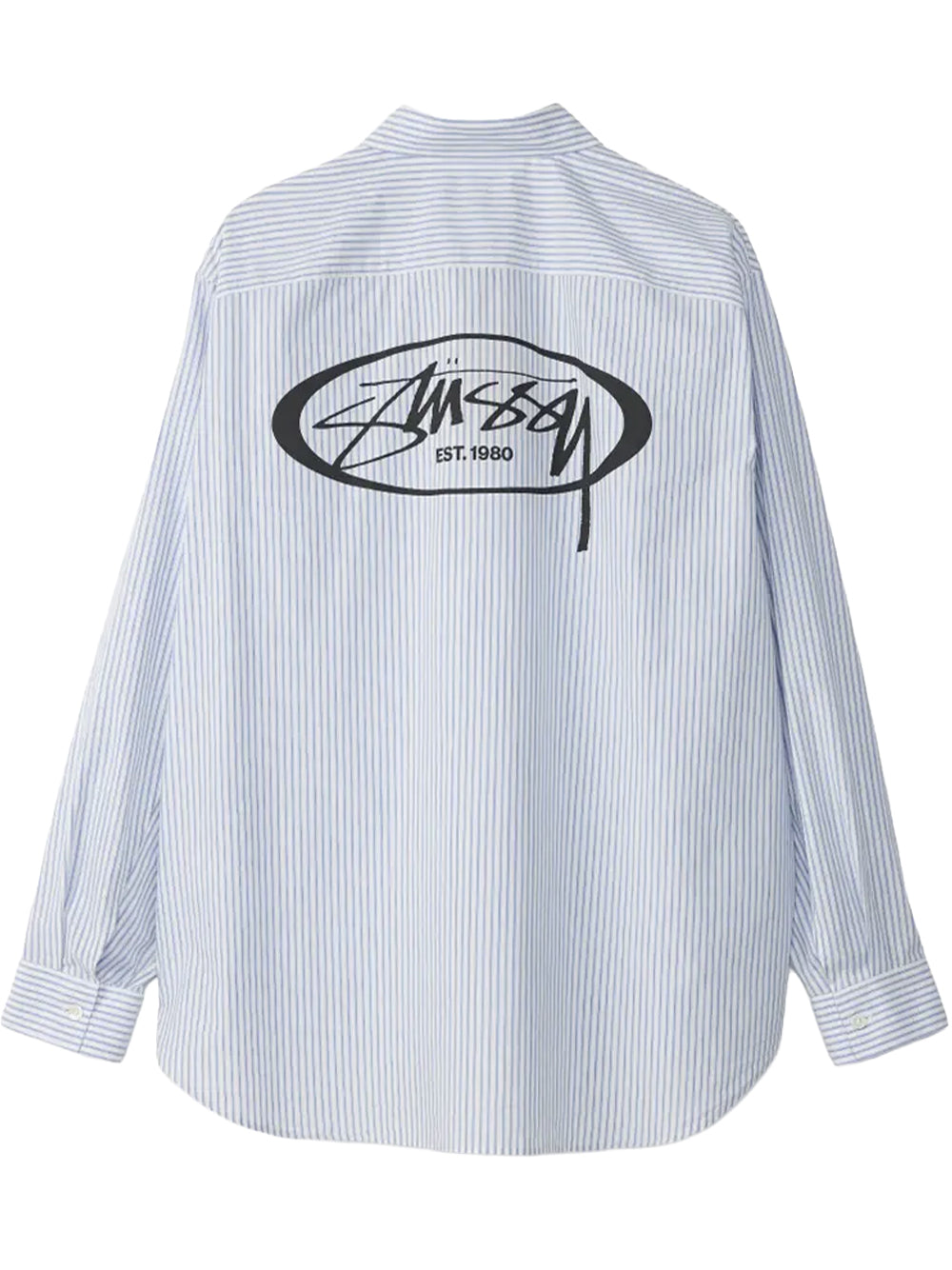 STUSSY-STANDARD LS SHIRT LOGO-1110387 0980 BLUE STRIPE
