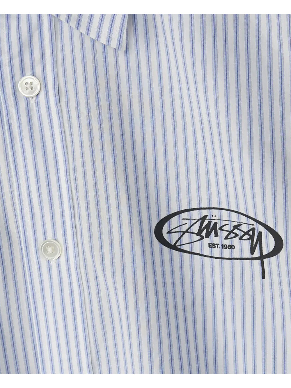 STUSSY-STANDARD LS SHIRT LOGO-1110387 0980 BLUE STRIPE