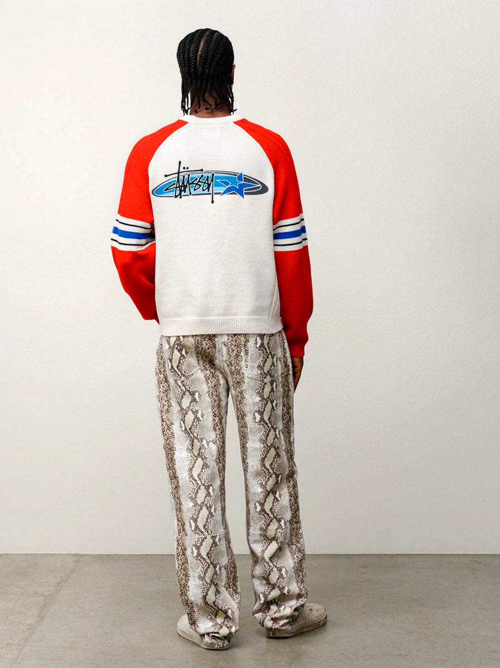 STUSSY-STRIPE RAGLAN CREW-117290 0601 RED