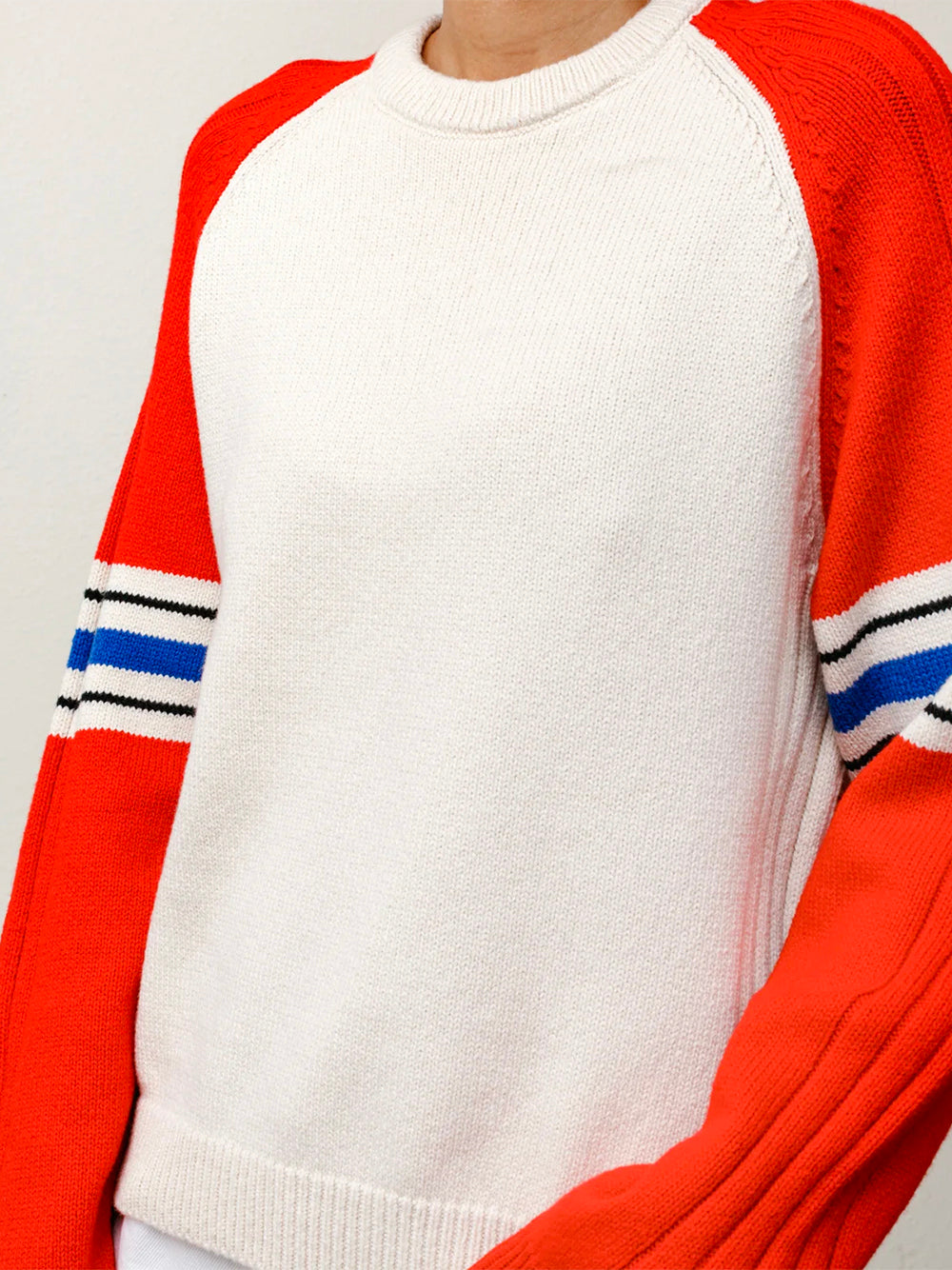STUSSY-STRIPE RAGLAN CREW-117290 0601 RED