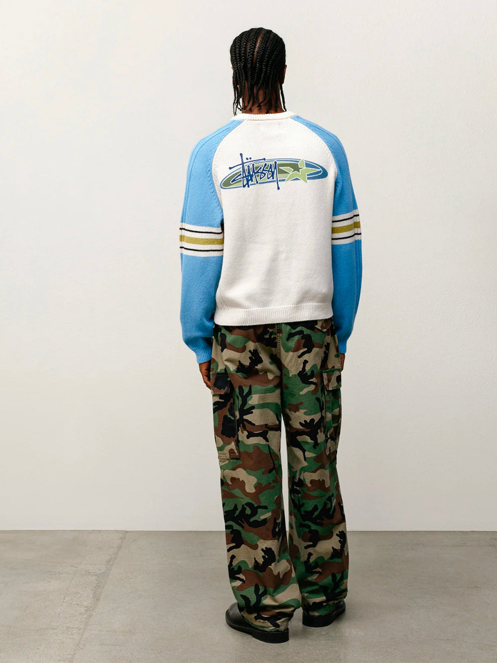 STUSSY-STRIPE RAGLAN CREW-117290 0801 BLUE