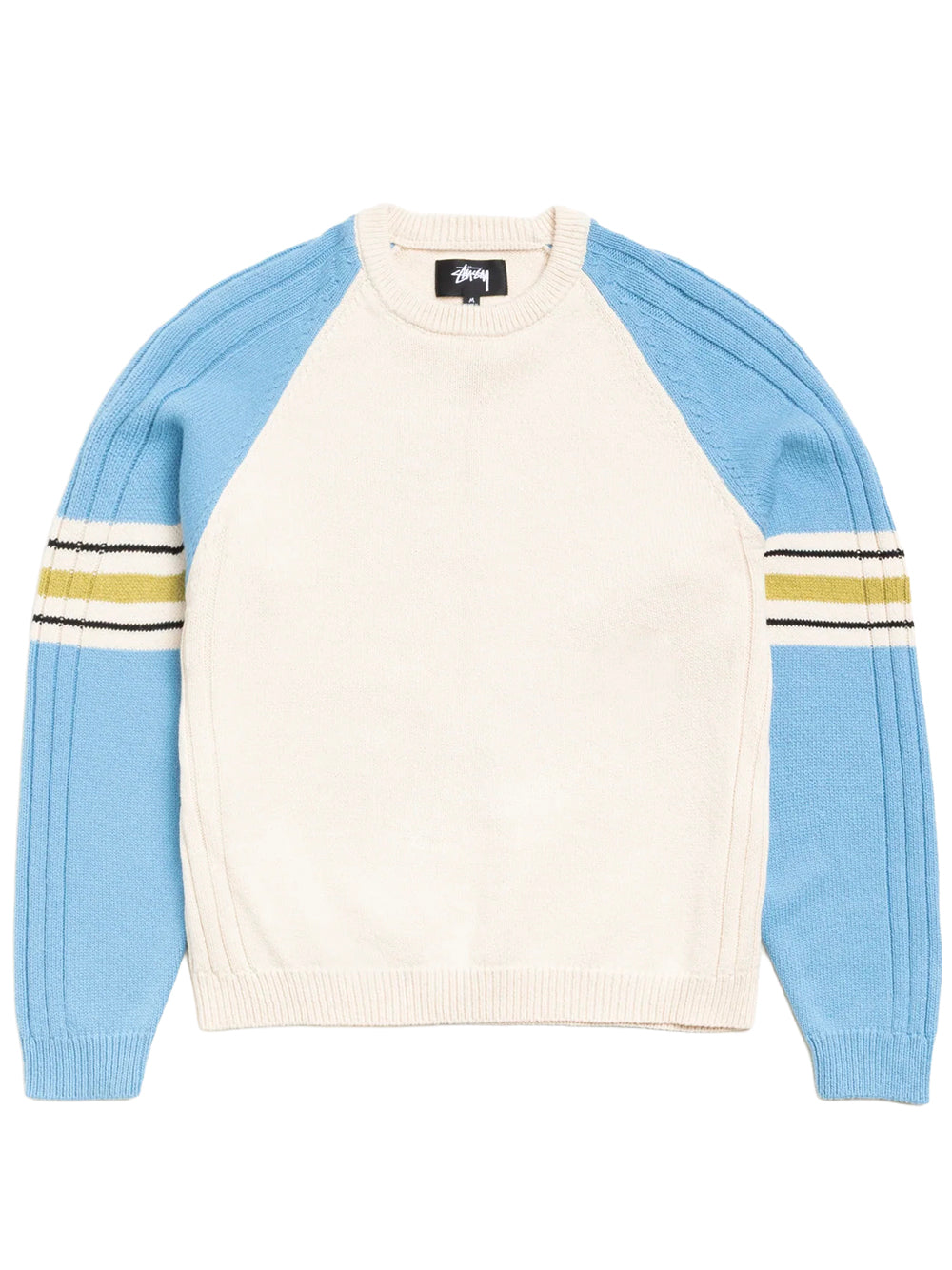 STUSSY-STRIPE RAGLAN CREW-117290 0801 BLUE