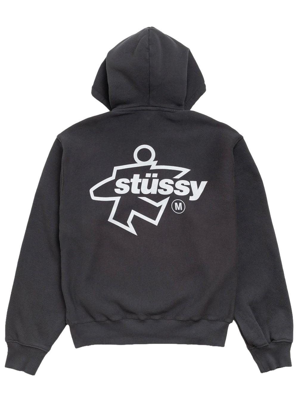 STUSSY-SURF SIZE ZIP HOODIE-1975180 0090 FADED BLACK