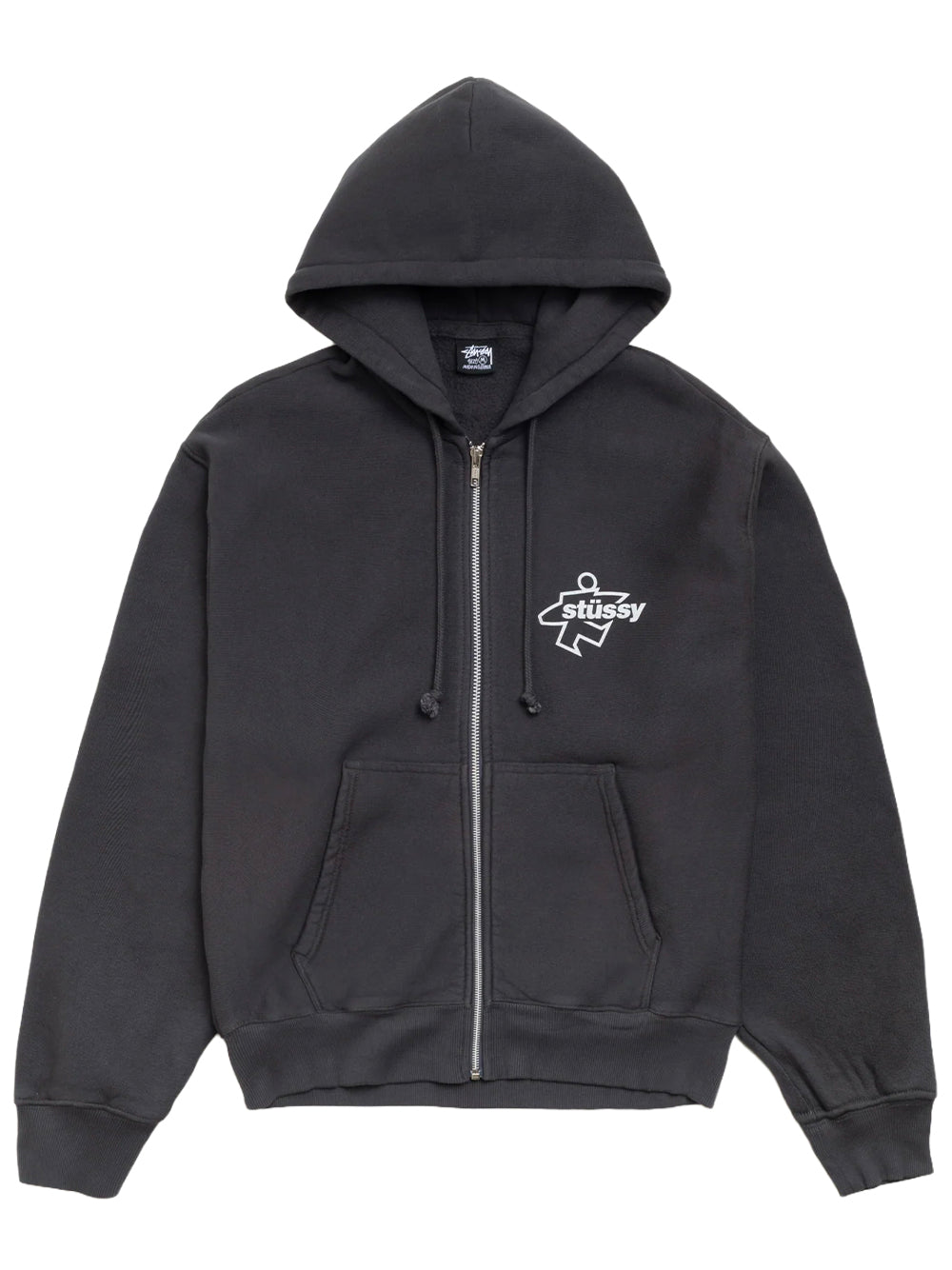 STUSSY-SURF SIZE ZIP HOODIE-1975180 0090 FADED BLACK
