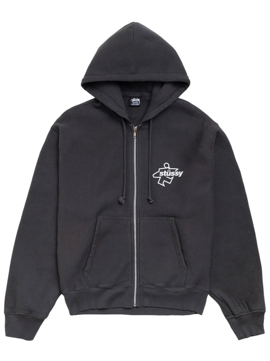 STUSSY-SURF SIZE ZIP HOODIE-1975180 0090 FADED BLACK