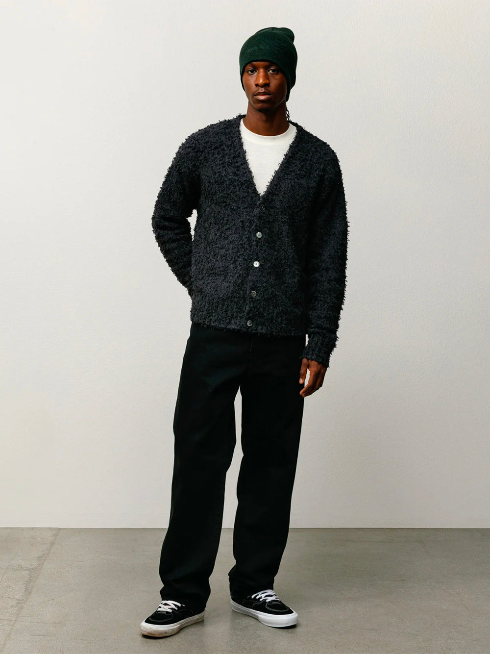 STUSSY-TEXTURED CARDIGAN-117291 0001 BLACK