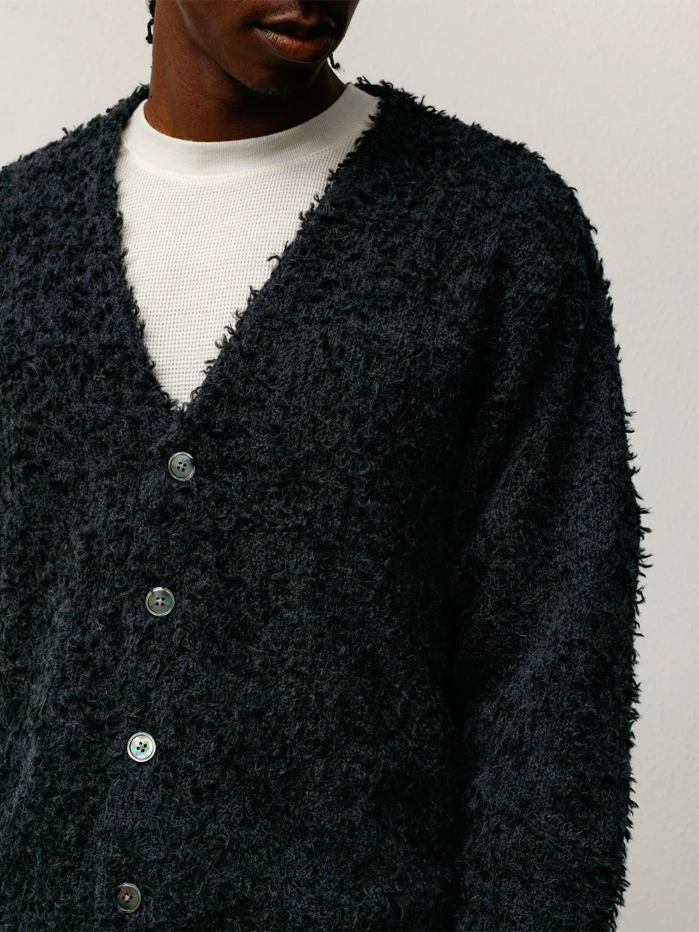 STUSSY-TEXTURED CARDIGAN-117291 0001 BLACK
