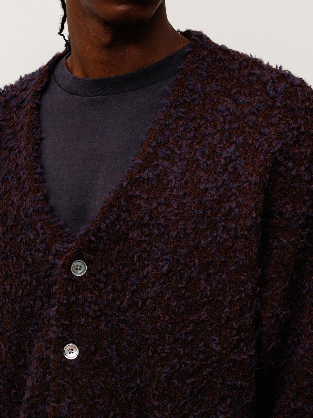 STUSSY-TEXTURED CARDIGAN-117291 1345 NAVY BROWN