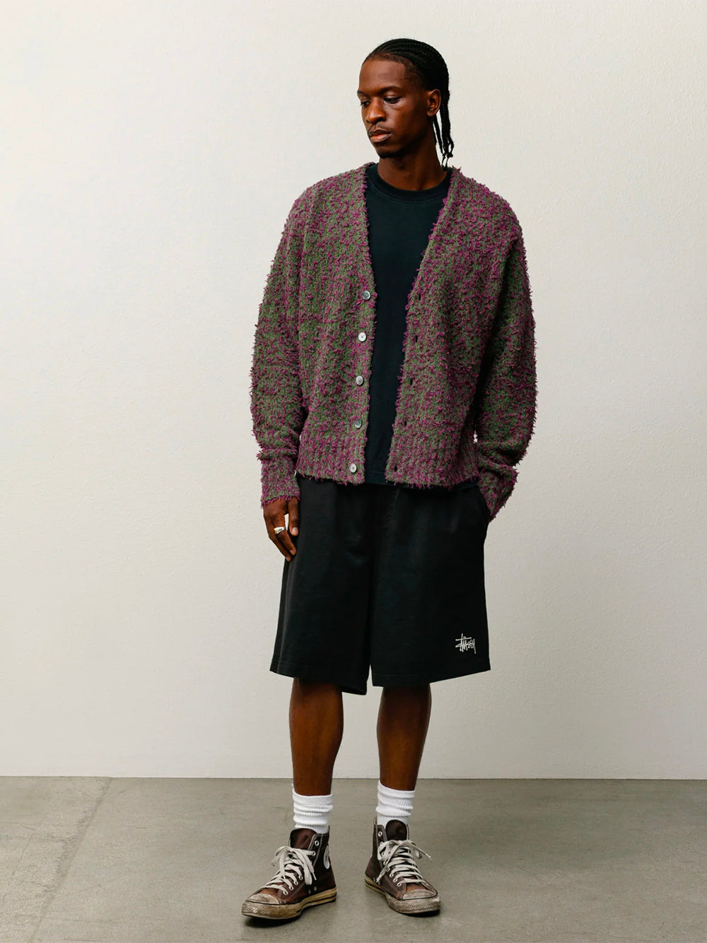 STUSSY-TEXTURED CARDIGAN-117291 960 PURPLE/GREEN