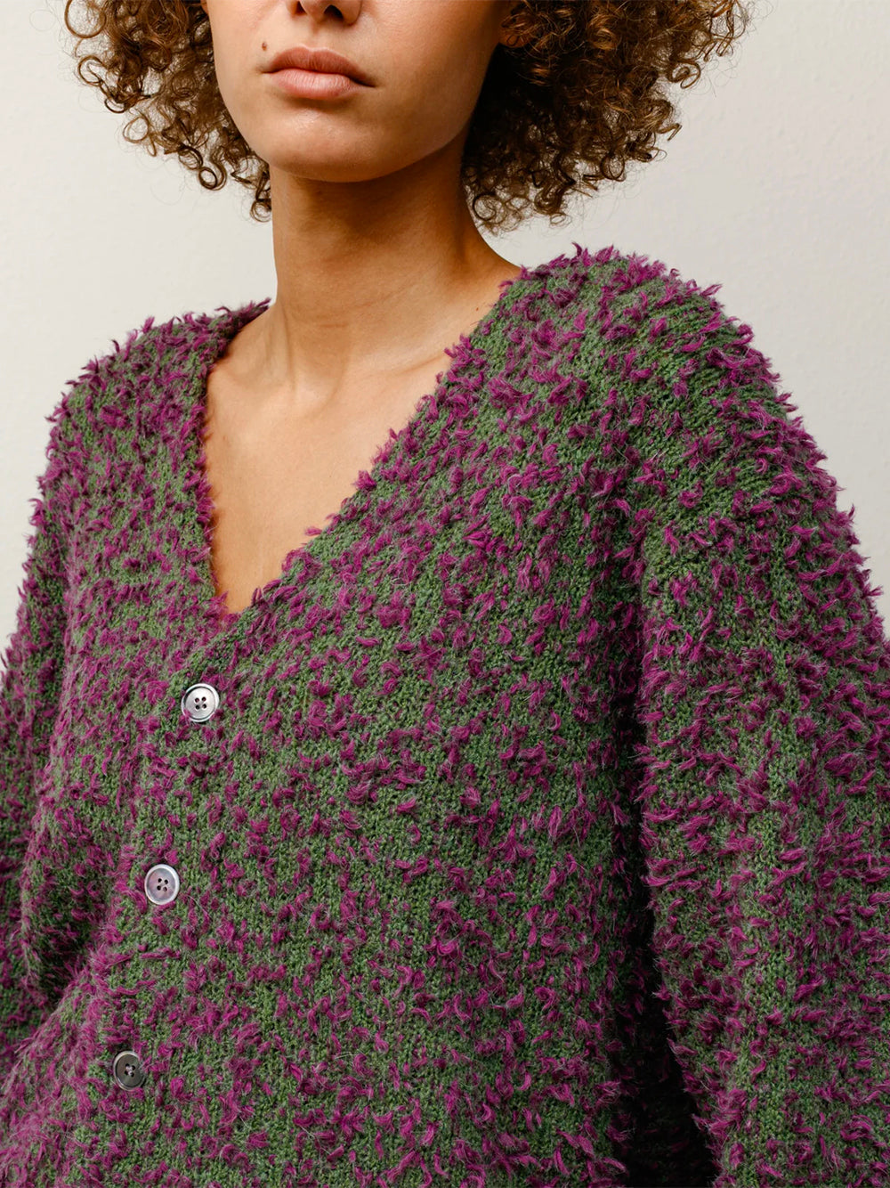 STUSSY-TEXTURED CARDIGAN-117291 960 PURPLE/GREEN