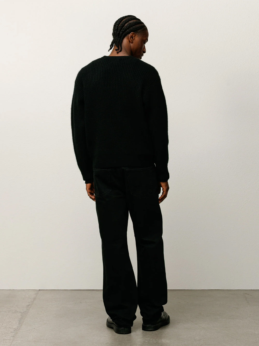 STUSSY-WAFFLE CASHMERE SWEATER-117257 0001 BLACK