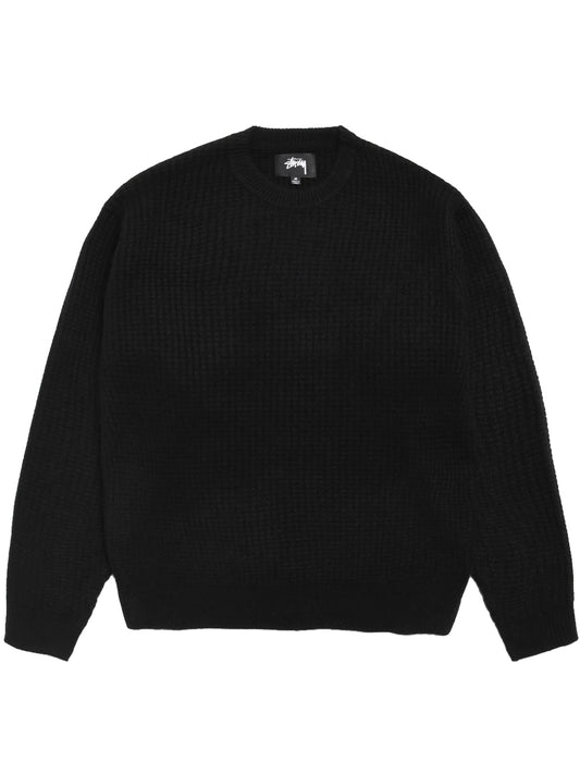 STUSSY-WAFFLE CASHMERE SWEATER-117257 0001 BLACK