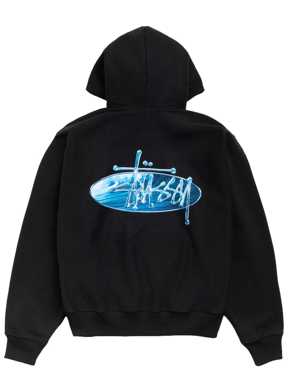 STUSSY-WAVE OVAL HOODIE-1925181 0001BLACK