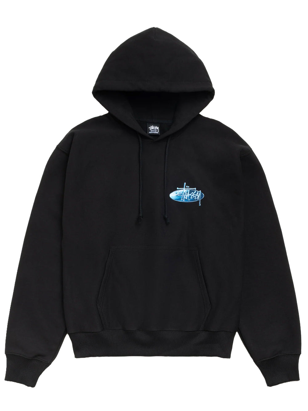 STUSSY-WAVE OVAL HOODIE-1925181 0001BLACK