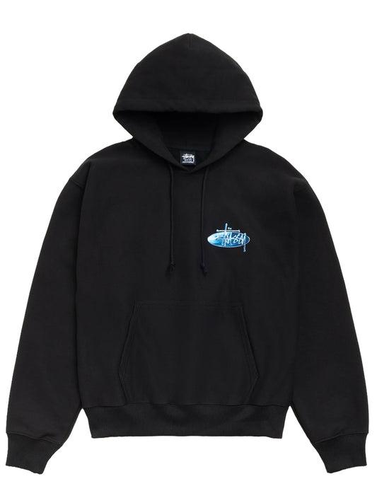 STUSSY-WAVE OVAL HOODIE-1925181 0001BLACK