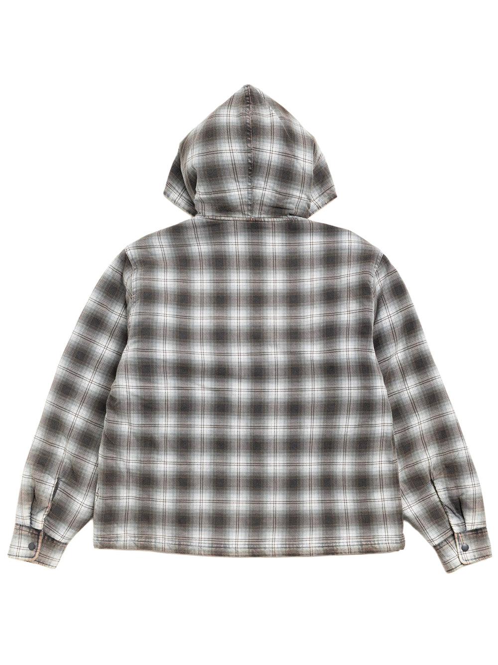 STUSSY-ZIP HOODED PLAID SHIRT-1110381 0002 CHARCOAL