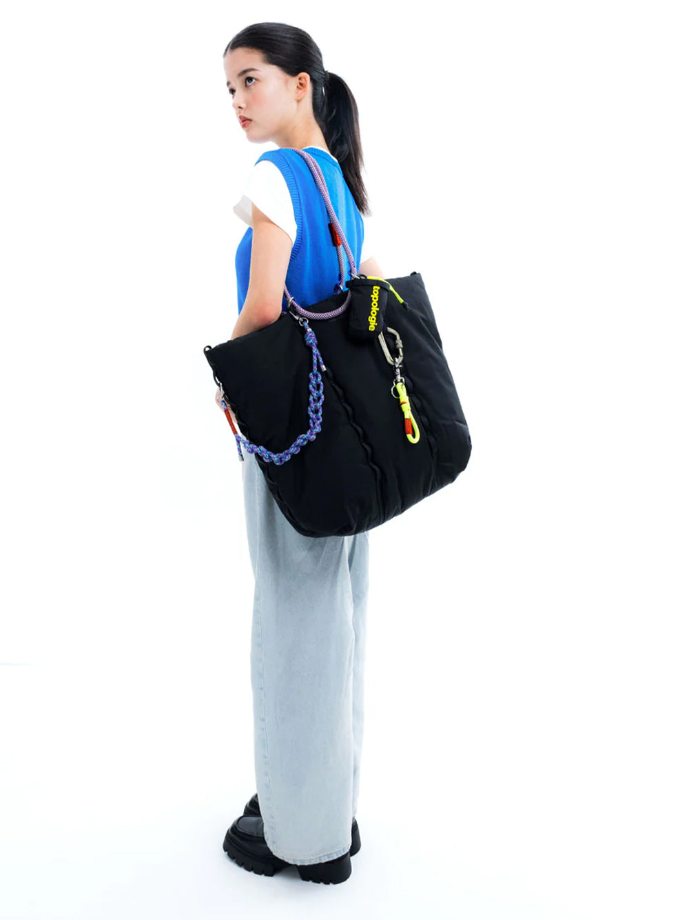 TOPOLOGIE-CLOUD TOTE-TP.WBA.CTO.BLK.34 BLACK TECH SATEEN