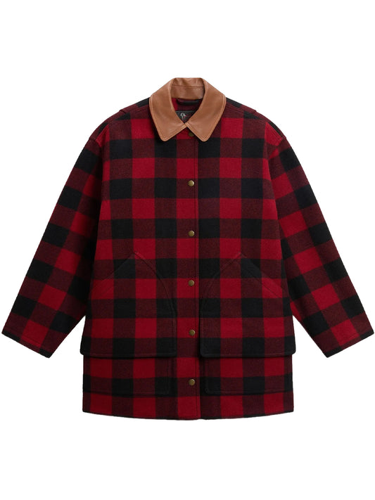 WOOLRICH-CHECK BARN COAT-CFWMOU2000MRUT5656 5321 RED BUFFALO
