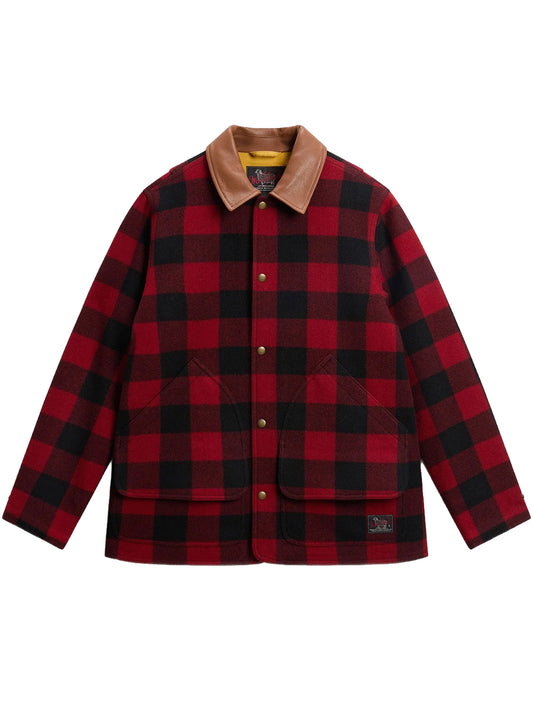 WOOLRICH-WOMEN’S CHECK BARN COAT-CFWMOU2000FRUT5656 5321 RED BUFFALO