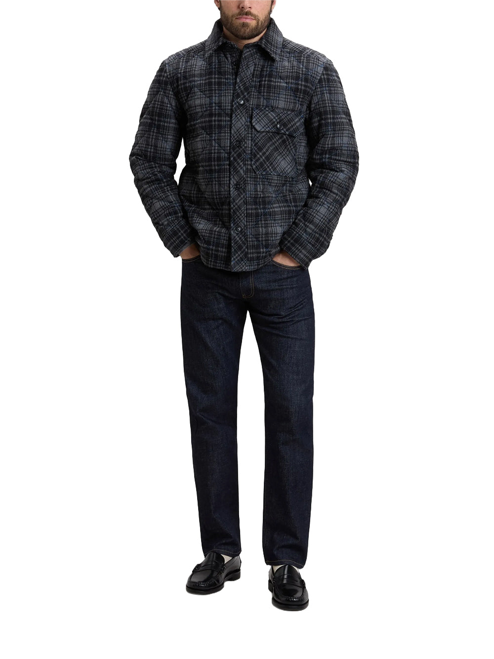 WOOLRICH-WOOL CHECK DIAMOND SHIRT JACKET-CFWOOS2060MRUT3046 1904 GREY HUNTING
