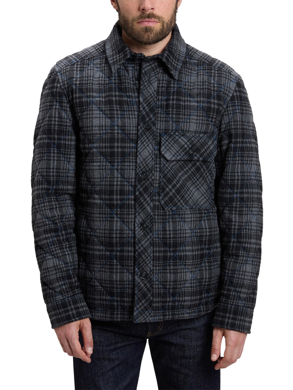 WOOLRICH-WOOL CHECK DIAMOND SHIRT JACKET-CFWOOS2060MRUT3046 1904 GREY HUNTING